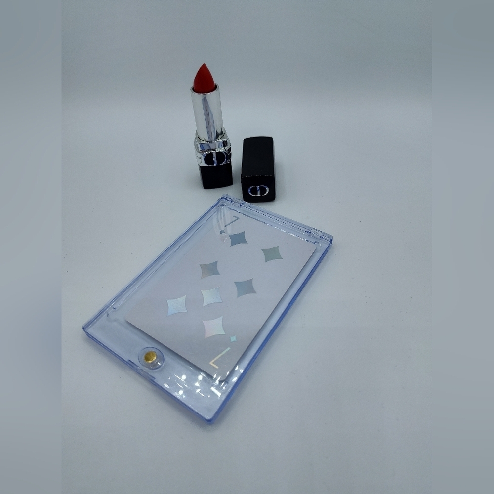 Dior Rouge Lipstick Red w/ Limited Holographic Pip Card Luxury Makeup Collection
